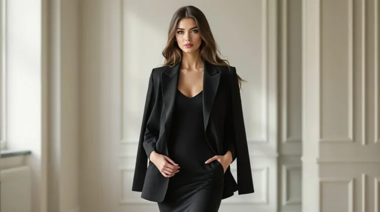 robe noir veste