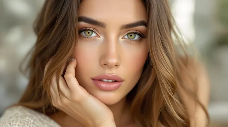 yeux verts olive