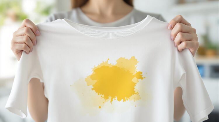 tache jaune sur vêtement blanc après lavage