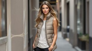 tenue avec doudoune sans manche femme