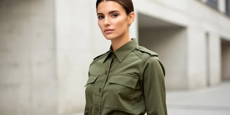 chemise kaki militaire femme