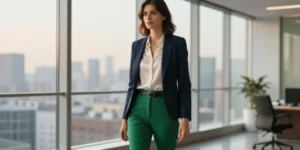 tenue avec pantalon vert femme