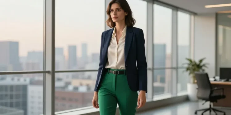 tenue avec pantalon vert femme