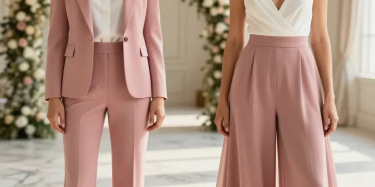 pantalon rose poudré mariage