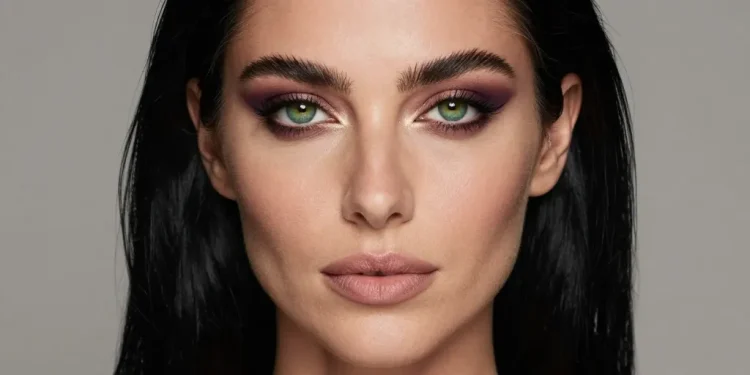 cheveux noir et yeux vert